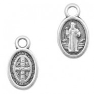 Colgante metálico DQ Jesús 8x11mm - Plata vieja